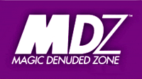 A purple banner with the words magic denuded zone in white.